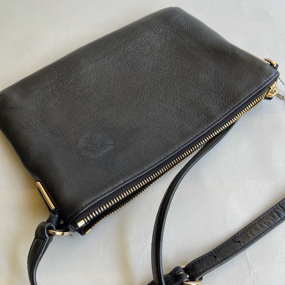 Coach slim black kid leather shoulder bag - Picture 3 of 4